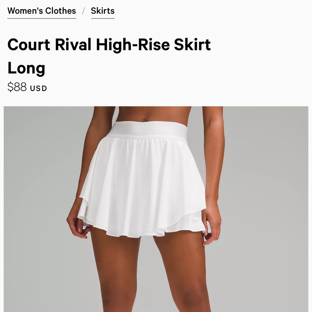 Court Rival High-Rise Skirt Long size 16 WHITE